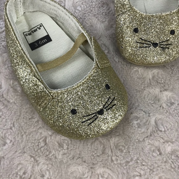 Carter’s Gold Glitter Bunny Shoes 3-6 Month Easter - Picture 2 of 6